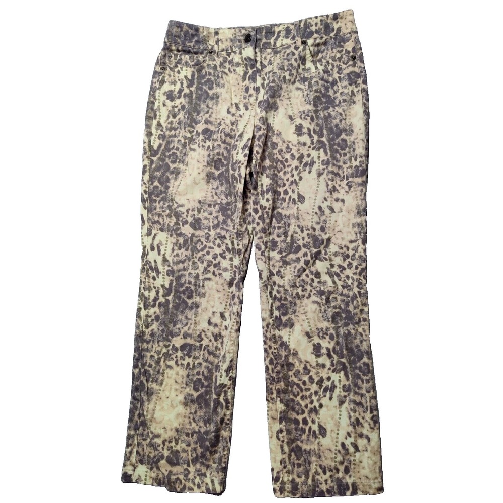 PECK & PECK WEEKEND Women Size 4 Brown Snake Skin Print Cotton Stretch Pants‎